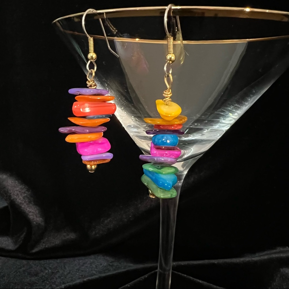 5/$20 Vintage 80’s handmade Multicolored stone earrings